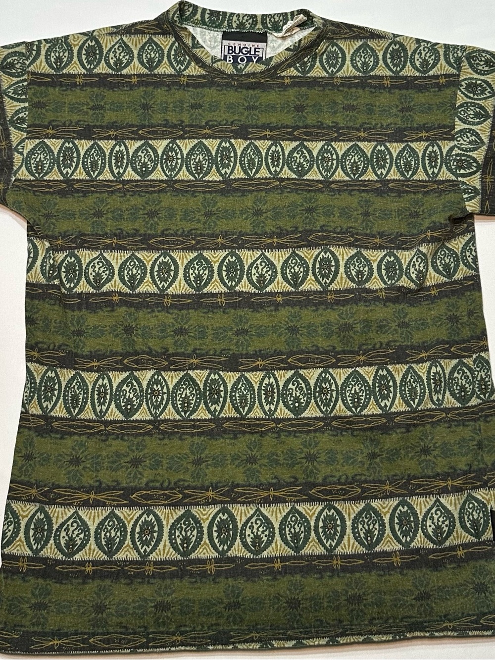 Vintage 90s Bugle Boy All Over Print T-Shirt Mens L